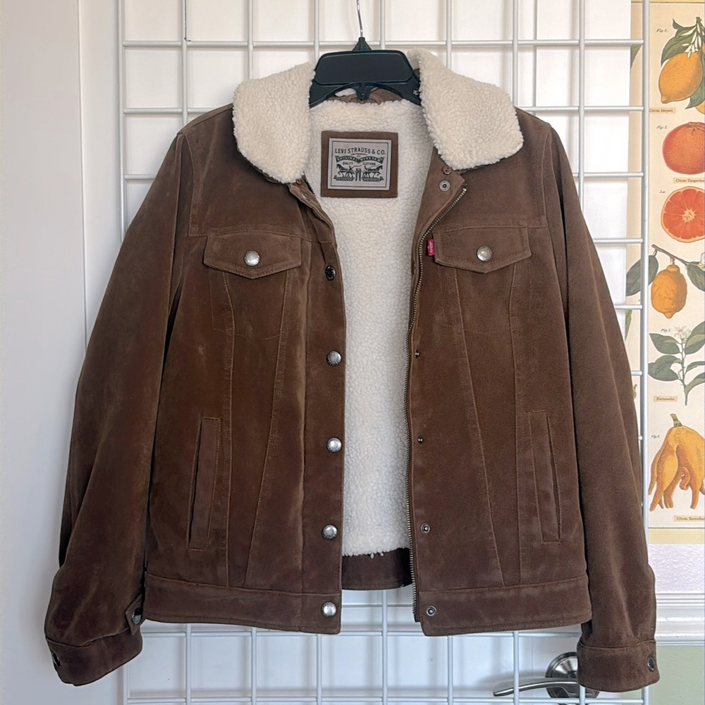 Levis Faux Suede Sherpa Trucker Jacket Size S